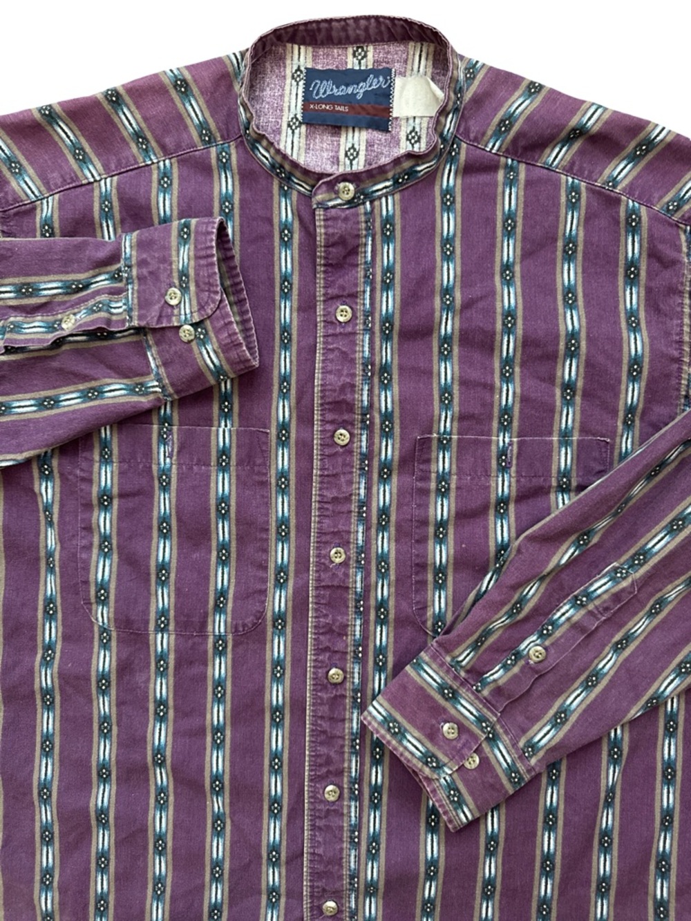 Wrangler Western X-Long Tails Aztec Men’s Button Up Size XL Retro Cowboy Rodeo